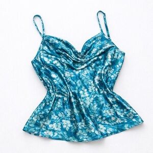 Silky Floral Blue Women's Top